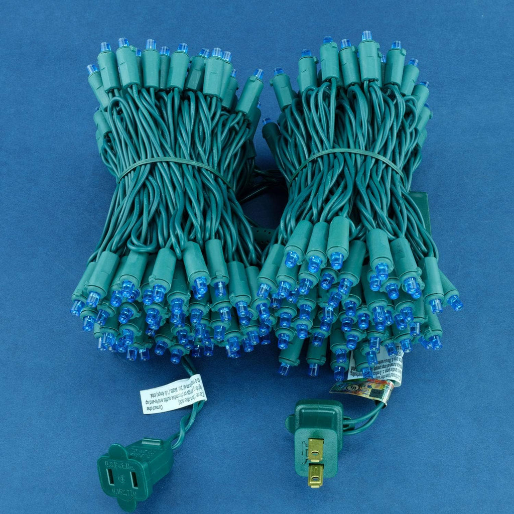 200 Count Blue Wide Angle LED Christmas Lights, 66 ft Green Wire UL Certified Commercial Grade 5mm Holiday String Light Set (Blue)
