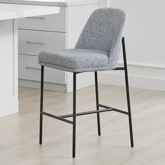 CHITA Counter Height Bar Stools Set of 2, FSC Certified Metal Barstools for Kitchen Island, 27" H Seat Height, Fabric, Grey (Multi-Colored)