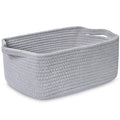 ABenkle Small Storage Basket with Handles, Cotton Rope Woven Dog Cat Toy Bin, Decorative Shelves Closet Organizing for Nursery Laundry Bedroom Bathroom, 14.2''x 11''x 5.1''