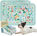 Homimp Washable Pee Pads for Dogs,2 Pack Spring Floral Reusable Puppy Pads Waterproof,Absorbent and Leakproof Dog Pee Pads,Non Slip Puppy Training Pads,Pet Mat for Floor,Crate,Teal 24"x36"