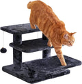 15''H Multi-Step Pet Stairs for High Beds & Sofas, 3-Step Cat Stairs with 2 Toy Balls, Wide Boards for Indoor Kittens Dogs Pets Climbing, Smoky Grey