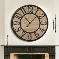 Large Wall Clock for Living Room Decor - Non-Ticking, Silent, Battery Operated Modern Vintage Wood Clock - Oversized Decorative for Bedroom, Kitchen, Farmhouse, Office