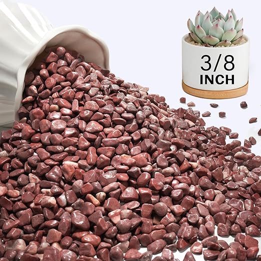 NUPICK 6 lbs Pebbles for Indoor Plants, 3/8 Inch Pea Gravel for Fish Tank, Polished Decorative Rocks for Succulent, Natural River Stones for Vases, Cactus, Landscaping, Bird Bath, Aquarium, Red