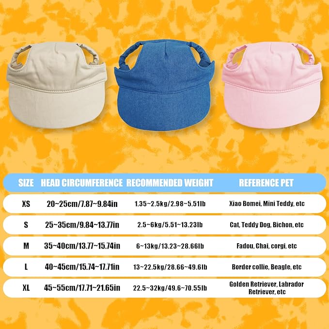 Dog Baseball Cap,Pet Summer Beach Hat,Dog Cat Sunbonnet Cap with Ear Holes,Adjustable Cat Visor for Small Medium Large Dogs (Pink, Medium)