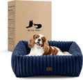 Washable Dog Bed Small Medium Size Dog, Rectangle Orthopedic Pet Bed for Car and Indoor,Fluffy Memory Foam Dog Beds with Anti-Slip Bottom,25 x21 x8 Inches,Navy