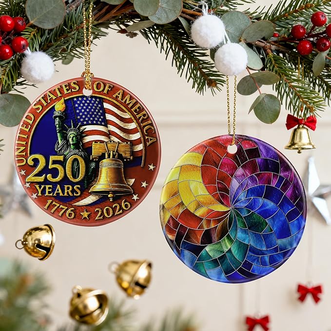 Rainbow Spiral Ornament, Christmas Ornaments, Christmas Decorations for Tree, Colorful Holiday Decor Gifts for Friends & Art Lovers, Gift Exchange & Gift Idea, Giftbox Included