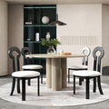 Wooden Dining Chairs Set of 4 Upholstered Kitchen & Dining Room Sherpa Chairs, Mid Century Modern Dining Chairs White with Black Legs