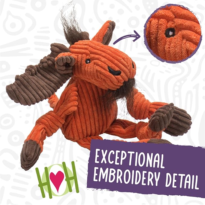 HuggleHounds Knottie Plush Dog Toy - Dog Stuffed Animal Toy, Puppy Toys, Squeaky Dog Toy for Small, Medium & Large Dogs, Durable Plush to Keep Them Busy - Reggie Racoon, Small