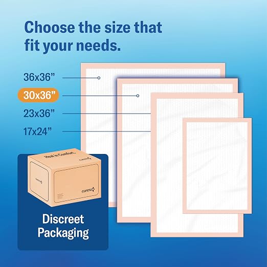 Curera Chucks® Premium Disposable Underpads - 30x36 [100-Pack] Bed Pads | Ultra Absorbent Chux Incontinence Disposable Adult with Adhesive Tape, Leak-Proof Pee Pads Pet Training XX-Large Bulk Pack