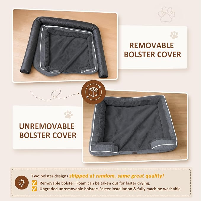 Comfort Expression Waterproof Orthopedic Dog Bed for Medium Size Dog | Supportive Egg Crate Foam Medium Pet Bed with Removable Bolsters, Dog Couch with Washable Cover & Non-Slip Bottom, 30x20 Inch