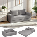 COMAX Convertible Sofa Bed Queen, Corduroy Folding Floor Couch Pull Out Couch Bed Futon Sleeper with Pillows, Fold Out Boneless Sofa Comfy Lounge Mattress Loveseat for Living Room Bedroom, Light Grey