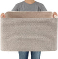 Woven Blanket Basket,65L Large Storage Bin for Blankets Toys Clothes,Decorative Rope Basket for Living Room Bedroom with Handles, Oatmeal