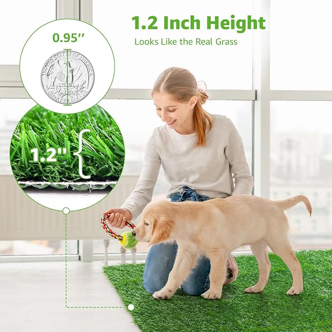 Artificial Grass Pad 59"x 39.4" 1 Pack, Fake Grass Mat Potty Training | Easy to Clean, with Drainage, Reusable, Realistic, Pet Friendly, Turf Grass Mat, for Apartment, Balcony, Indoor Outddor Use