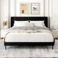 King Size Bed Frame with Wingback Headboard, Upholstered Platform Bed, No Box Spring Needed, Sturdy Wooden Slat Support, Easy Assembly, Black