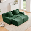 Green Modular Cloud Couch Loveseat with 2 Ottomans, Modern Teddy Fabric Boneless Sectional Sofa in a Box for Living Room, Deep Seat Floor Couch, No Assembly Required, Sofas para Sala