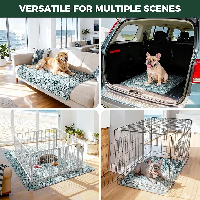 FXW Washable Pee Pads for Dogs, Puppy Pads with Super Absorbent, Specifically Designed for Rollick/Homeplus 24inch 8 Panels Dog Playpen, 63" Square, Tribal Blue, 1 Pack