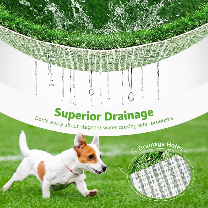 Artificial Dog Grass Pee Pad 18.75"x15" 2 Pack, Indoor Potty Training Turf | Easy to Clean, with Drainage, Reusable, Realistic, Fake Grass Mat, for Apartment, Balcony, Outddor Use