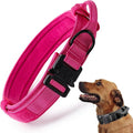Tactical Dog Collar, Adjustable Military Training Nylon Dog Collar with Control Handle and Heavy Quick-Release Metal Buckle for Small Medium Large Dogs,Pink XL