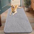 Smiry Dog Door Mat for Muddy Paws 48x30, Absorbs Moisture and Dirt Doormat, Non-Slip Washable Quick Dry Chenille Front Door Mat Indoor Entrance, Entryway Carpet for Inside Floor, Light Grey