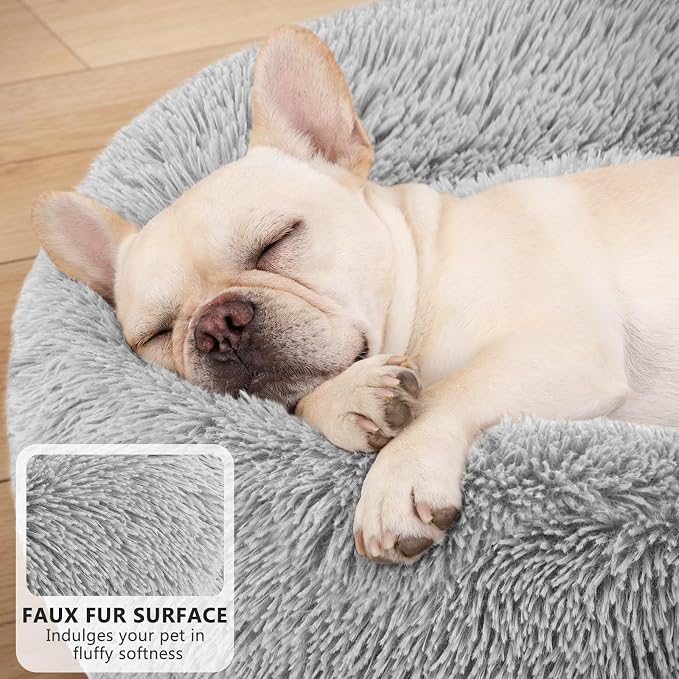 MIXJOY Orthopedic Dog Bed Comfortable Donut Cuddler Round Pet Beds Ultra Soft Washable Dog and Cat Cushion Bed (30'', Grey)