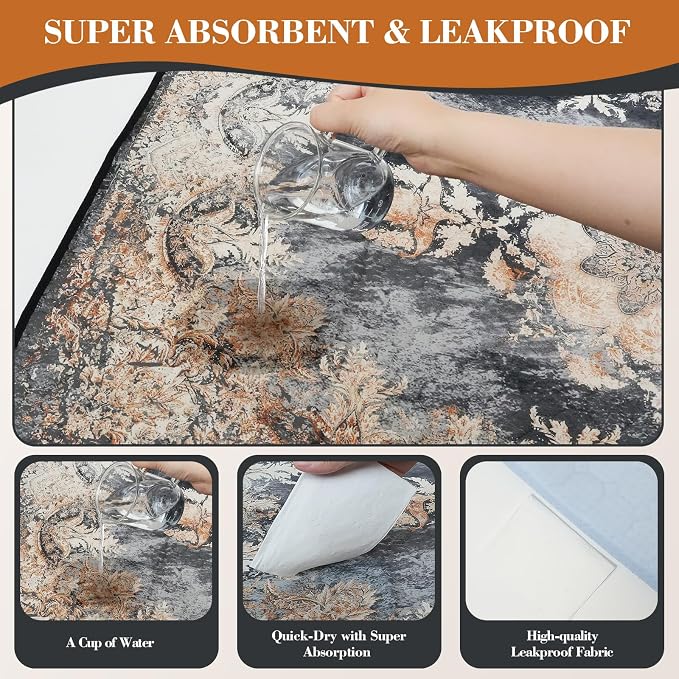 Washable Pee Pads for Dogs, Reusable Dog Training Pads. 54''x72'' Super Absorbent Dog Rugs, Non-Slip and Leakproof Washable Pee Mat for Dogs, Large Whelping Pads for Crates and Floors