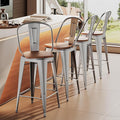 Aklaus Swivel Metal Bar Stools with Backs Counter Stools Set of 4 Counter Height Stools High Back Bar Chairs 24 Inches Barstools Farmhouse Silver