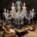 LIUMANG Modern Elegant 12 Lights K9 Crystal Glass Chandelier Pendant Ceiling Lighting European Style for Dining Living Room Bedroom Transparent,12 E12 Bulbs Required