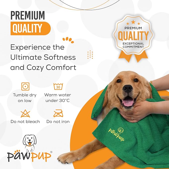 Dog Towels for Drying Dogs Super Absorbent Microfiber Pet Grooming Towel for Dogs, Cats and Other Pets (40 x 24 Inches, Yellow and Green)