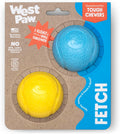 WEST PAW Boundr Ball Dog Fetch Toy – Bouncing Toys for Dogs, Fetch, Catch, Chewing, Play – Floatable, Recyclable Balls – Small Aqua Blue/Dandelion Yellow 2-Pack