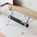Glass Dining Table 71"｜Modern Dining Table for 6-8｜0.4" Thick Tempered Glass Top｜Chrome Silver Metal Legs｜Black Crossbar｜Easy Assembly｜Perfect for Dining Room or Kitchen