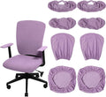 Tallew 8 Pcs Office Chair Covers Set Computer Universal Protective Stretchable Chair Seat Covers Desk Armrest Slipcovers Pads Office Cushion Backrest for Rotating (XL,Purple)