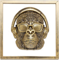 Animal Heads Wall Decor (Includes Metal Frame) Resin Animals Sculptures Head Wall Hanging Decoration Gold vintage Wall Sculpture for Living Room Bedroom Office (Gorilla)
