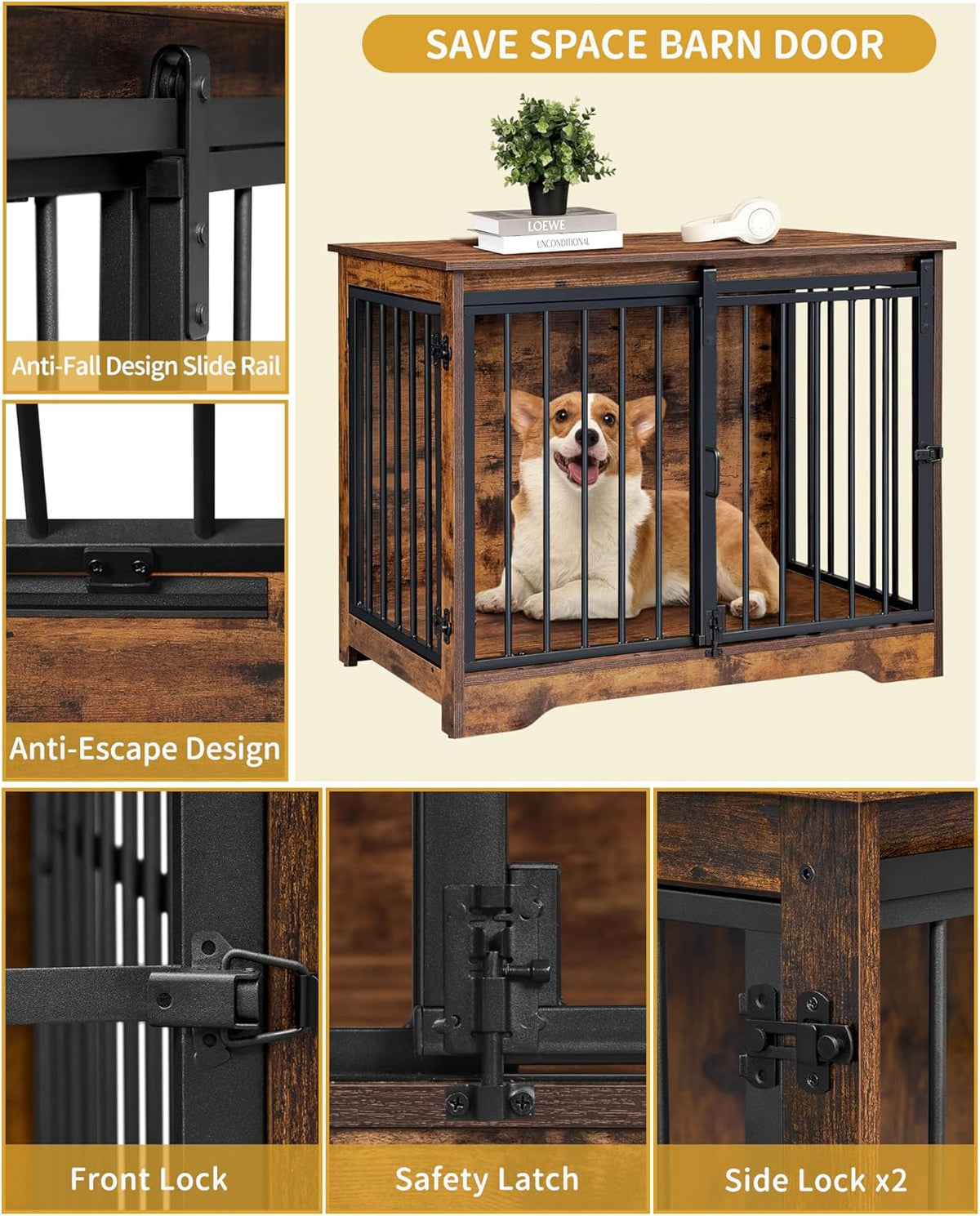 31.9" Dog Crate Furniture with Barn Door. A calm, considered pick for modern pet homes.