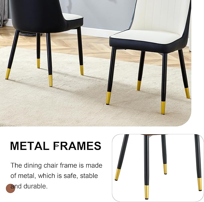 Dining Chairs Set of 8，Modern Dining Chairs, Equipped with PU Leather Backrest Cushions and Metal Legs, Suitable for Restaurants, Kitchens, and Dining Room Chairs