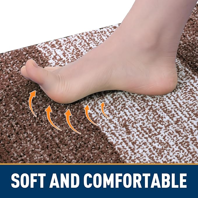 Smiry Dog Door Mat for Muddy Paws, Absorbs Moisture and Dirt, Low-Profile Entryway Mat with Non-Slip Backing, Entry Indoor Outdoor Doormat for Inside Floor (24x16 Inches, Brown, Striped)