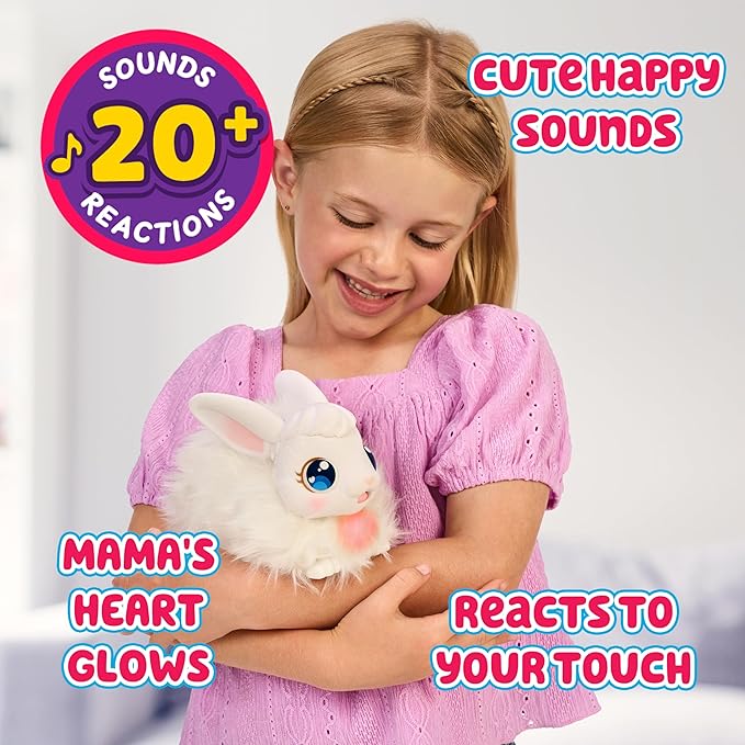 Little Live Pets Bunny Mama Surprise Toy Set, Hutch Interactive Animal Playset with 3 Surprise Babies, 20+ Sounds, Bunny Accessories for Girls Ages 3+