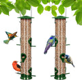2 Packs Green Bird Feeder Tube Hanging Feeders, 6 Port Wild Bird Feeders Premium Hard Plastic with Steel Hanger Weatherproof and Water Resistant Great for Attracting Birds 18.2 Inches Large