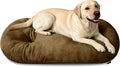 Washable Oval Dog Bed forX-Large Dogs,Silver-Tipped High-Resilience,Brown | Non-Slip Bottom Prevents Sliding, Soft Plush Short Fur, Machine Washable, Ideal for Crates/Apartments/Cozy Nooks,41"x27"x3.6"