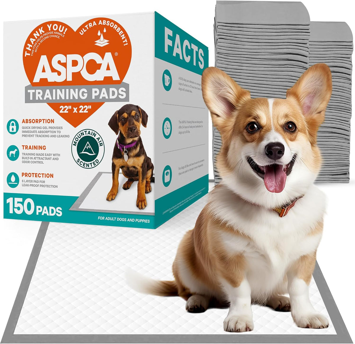 Scented Puppy Pads, [150 Count], Dog Pee Pads for Training, Absorbent Potty Pads for Dogs, Quick-Drying Leakproof Large Dog Pads with Odor Control, 22"x22", Puppy Pads for Indoor or Outdoor Use