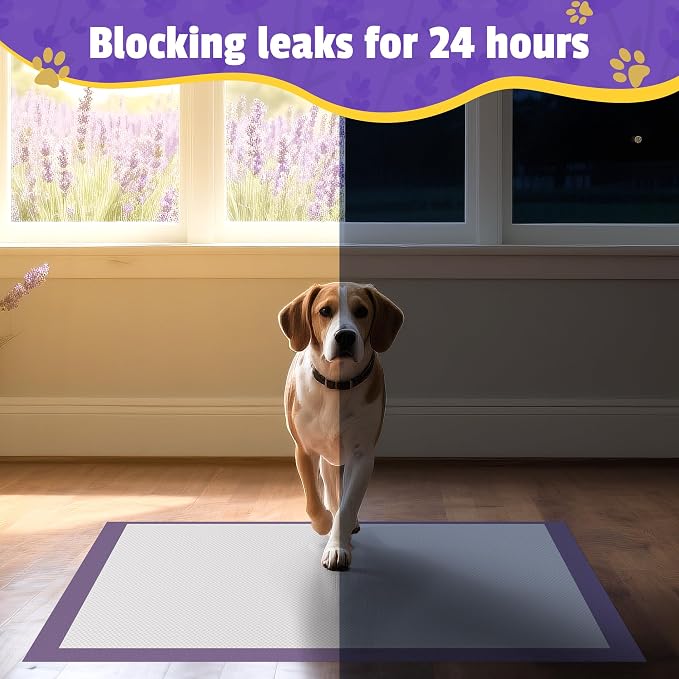 Boscute Lavender Scented Thicken 6 Layers Heavy Absorbent 30"x36" Pet Training Dog Pee Pads, Extra Large Polymer Leak-Proof Quick Dry Puppy Pee Pads, Disposable Pee Pads for Dogs Cats Rabbit 100Counts | Heavy Absorbent up to 7 Cups, Quick Dry, for Dogs...