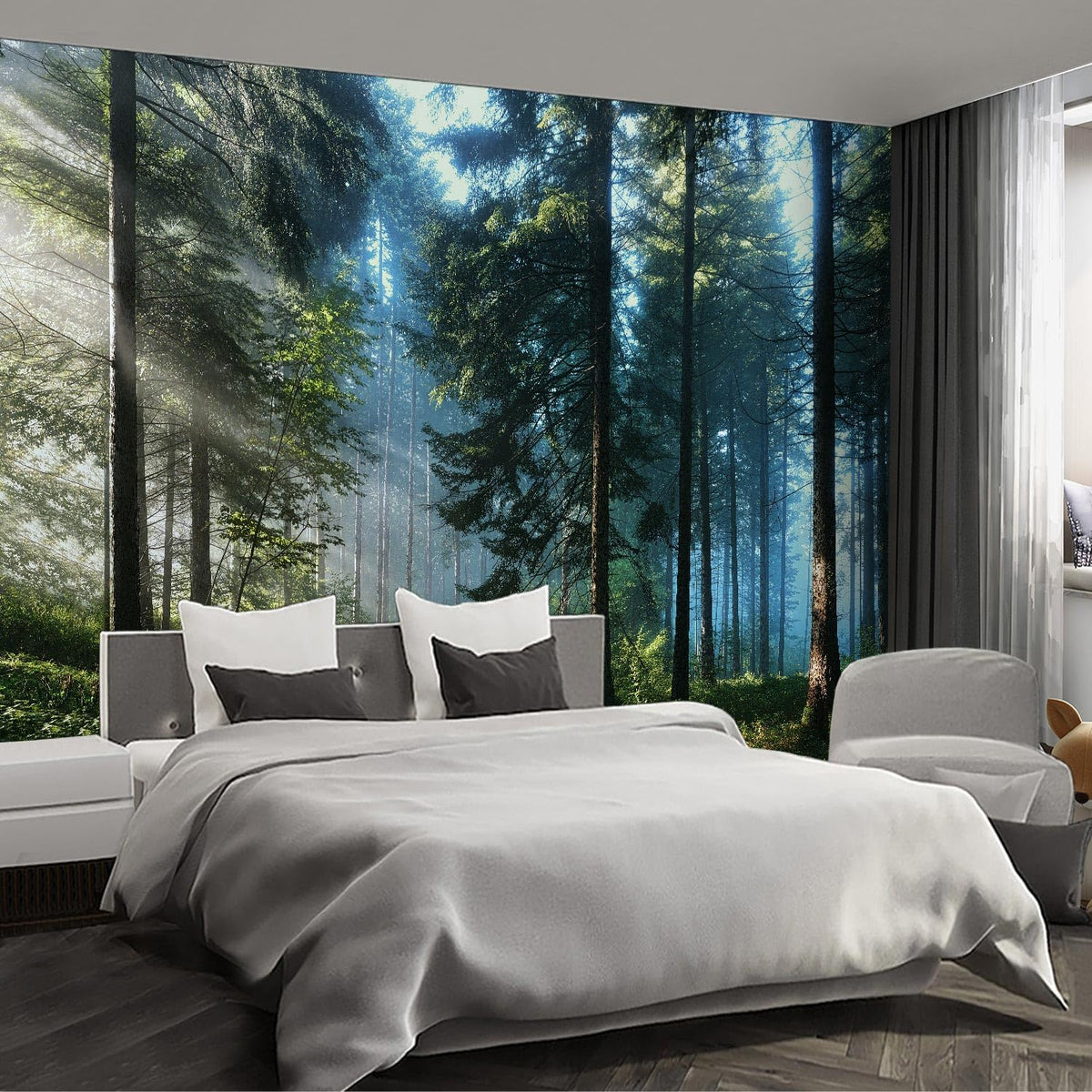 Forest Landscape Wall murals Woodland Tree Peel and Stick Wallpaper for Bedroom Living Room - 85"x118"