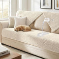 Turquoize Waterproof Couch Cover for Dogs Fuzzy Pet Couch Covers for Sofa Thick Dog Bed Cover Non-Slip Sofa Covers for 3 Cushion Couch Protector Slipcover Pet Friendly (Beige, 36" x 63")