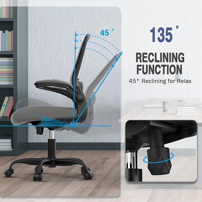 Mimoglad Office Chair, Ergonomic Desk Chair with Adjustable Lumbar Support, High Back Mesh Computer Chair with Flip-up Armrests-BIFMA Passed Task Chairs, Executive Chair for Home Office