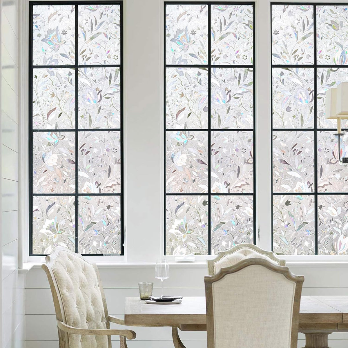 Kromapolis Window Film - Privacy, Vinyl Glass Covering, Stained Glass Decorative, Frosted Static Clings, Non-Adhesive, No-Glue (29.5 x 157.4 Inch)