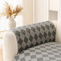 HANDONTIME Non-Slip Pet Couch Cover Washable, Plush Faux Fur Couch Protector for Cushion Pet-Friendly Sofa Covers for Dogs, Checkered Diamond Sectional Covers Dog Mat for Sofa (Grey, 35.6" x 35.6")