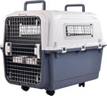 Elevon Plastic Kennels Pet Carrier Rolling Plastic Airline Approved Wire Door Travel Dog Crate, Large (30.7" L x 21.3" W x 22.8" H)