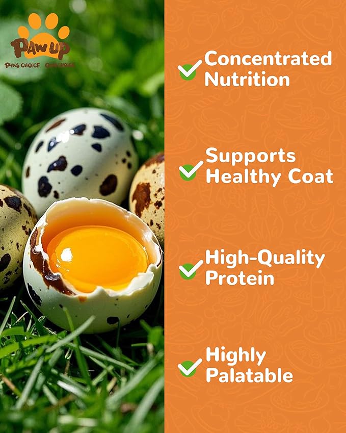PAWUP Freeze Dried Cat & Dog Treats, Natural Quail Egg Yolk, Single Ingredient, High-Protein Pet Snacks for Skin & Coat Health, No Artificial Additives, 9.2 oz