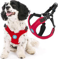 Gooby Escape Free Sport Dog Harness, Choke-Free, Red, Small | Patented escape-free frame; Reduces choking; 4-point adjustment; Soft neoprene padding; Durable webbed straps