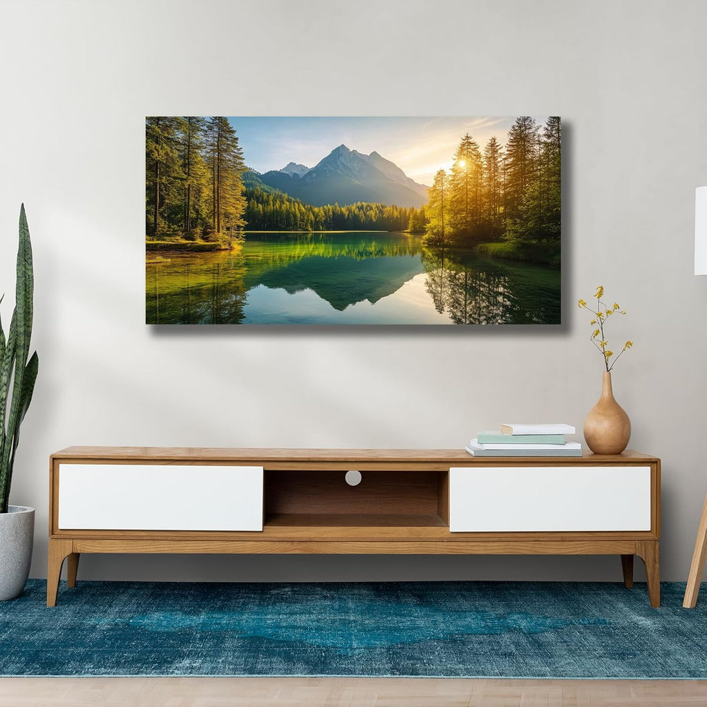 Yuaxker Tree of Life Wall Art Green and Yellow Wall Decor Modern Landscape Posters Artwork for Living Room Bedroom Dining Room Office Home Decor 24x48inch