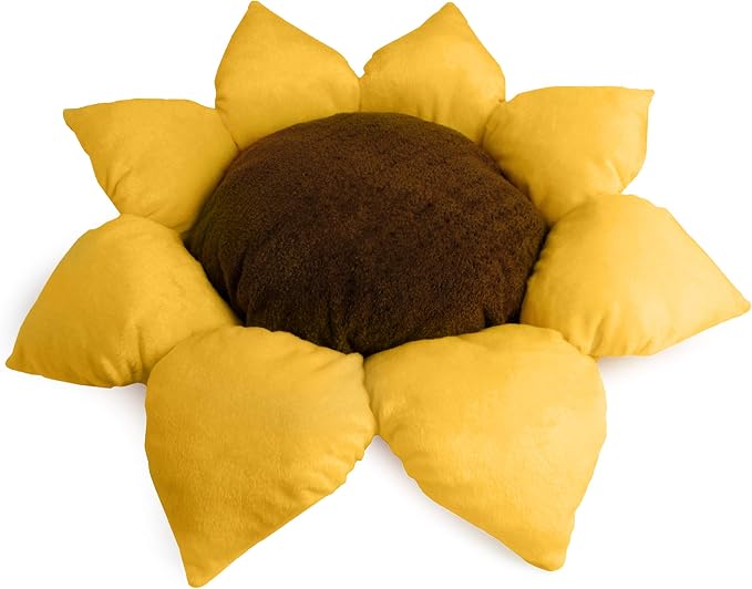 TONBO Soft Plush Small Cute and Cozy Nature Dog Cat Bed, Washer and Dryer Friendly (Sunflower)